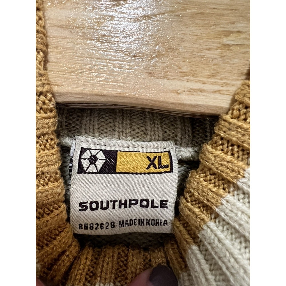Southpole Texture Sweater‎ Cream Thick Cable Knit Mens XL Vintage - Picture 6 of 7